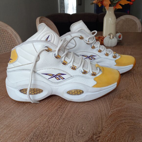 Reebok Question Mid "Yellow Toe" Sneaker Men's Size 10 - Picture 1 of 6